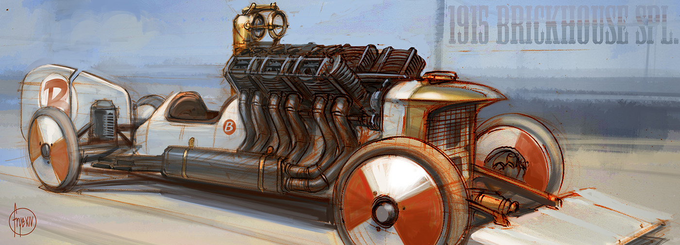 Automobile design，racing，Retro，Hand drawn，Ubee ，