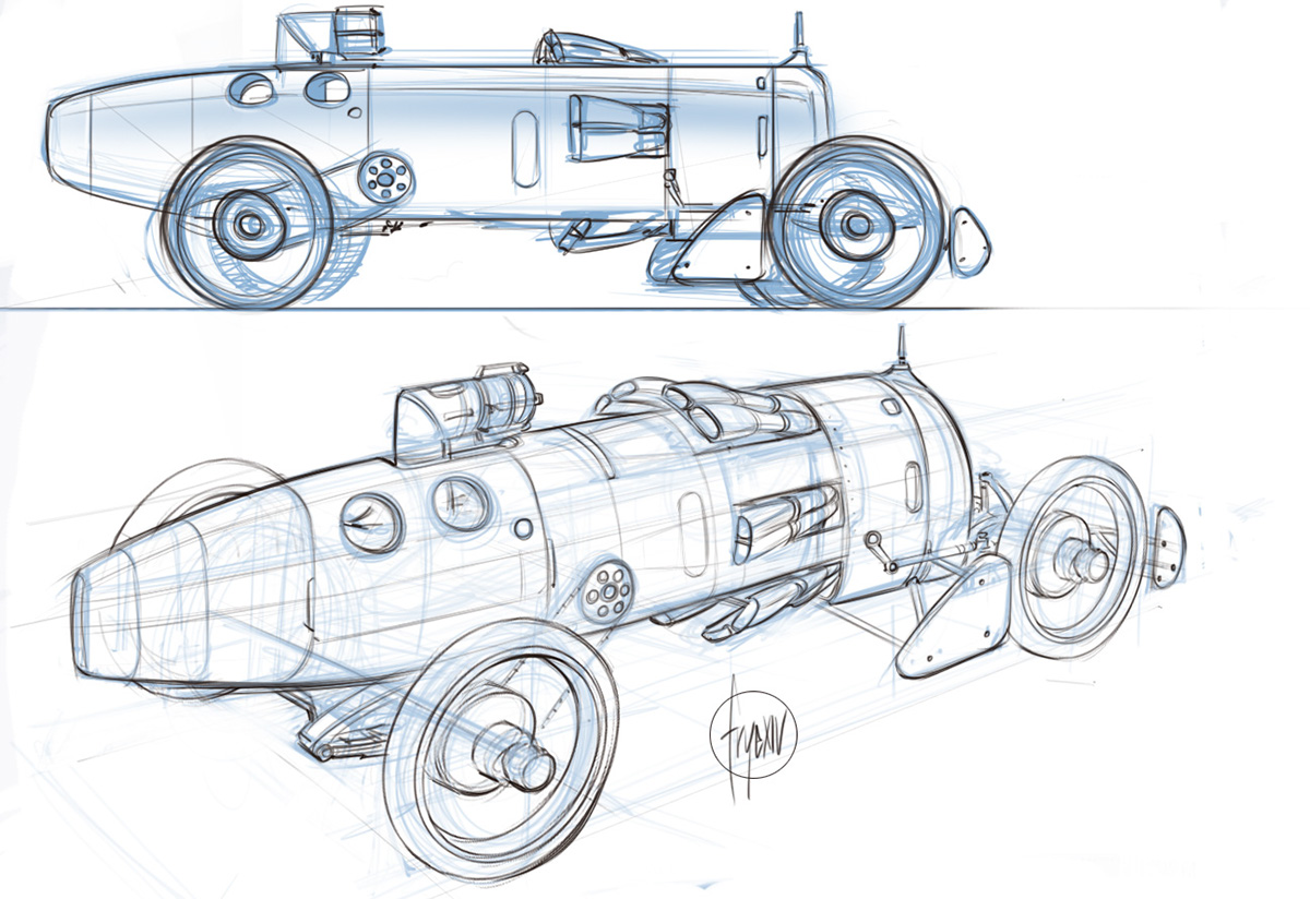 Automobile design，racing，Retro，Hand drawn，Ubee ，