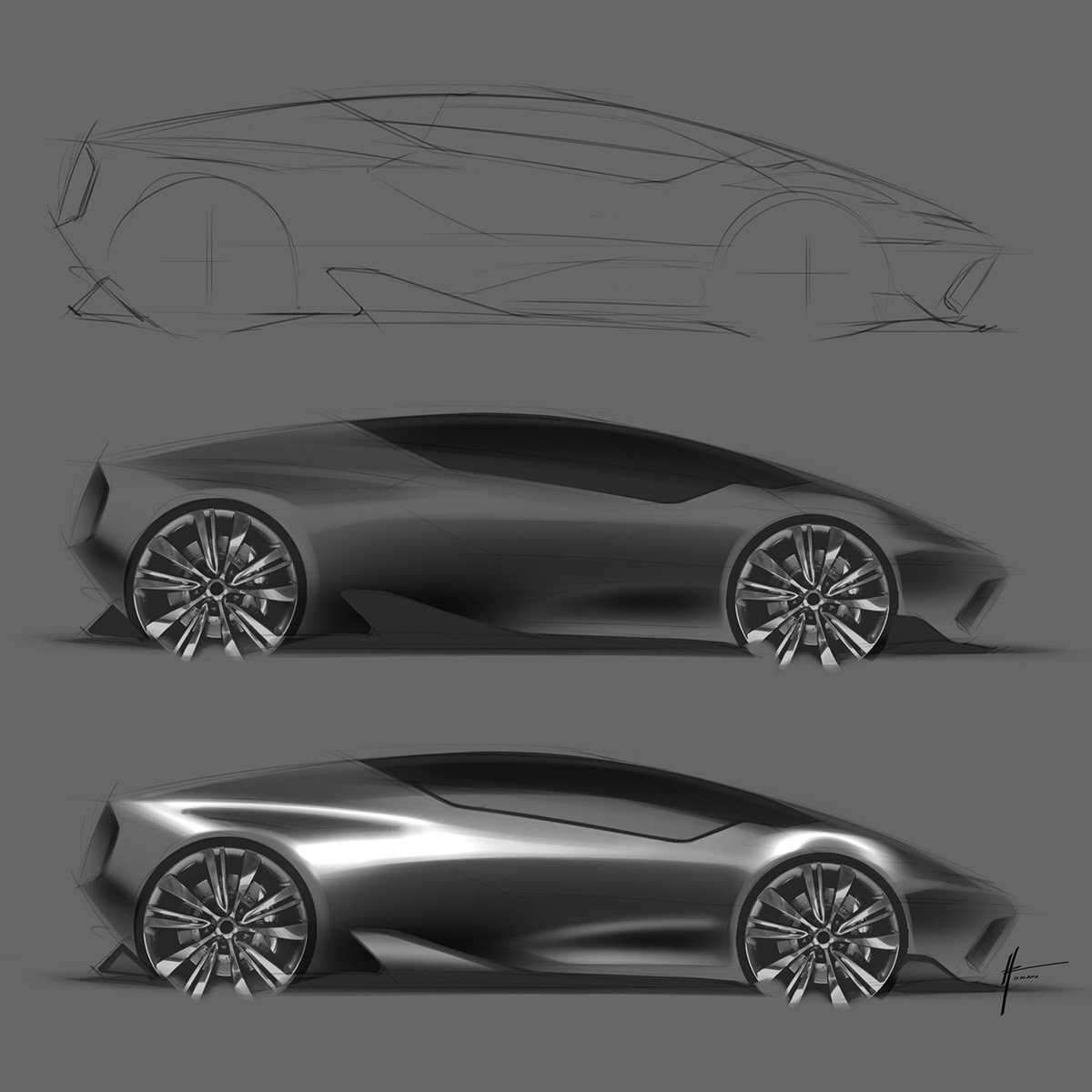 Hudson Rio，Hand drawn，Sketch，draft，favourite，selected，photoshop，ps，Automobile design，Render，