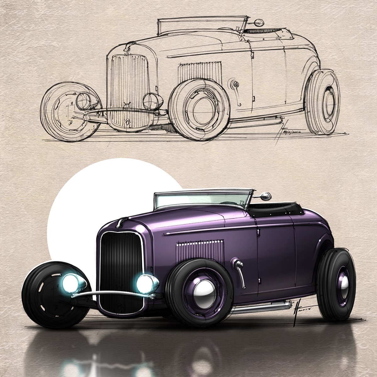 Hudson Rio，Hand drawn，Sketch，draft，favourite，selected，photoshop，ps，Automobile design，Render，