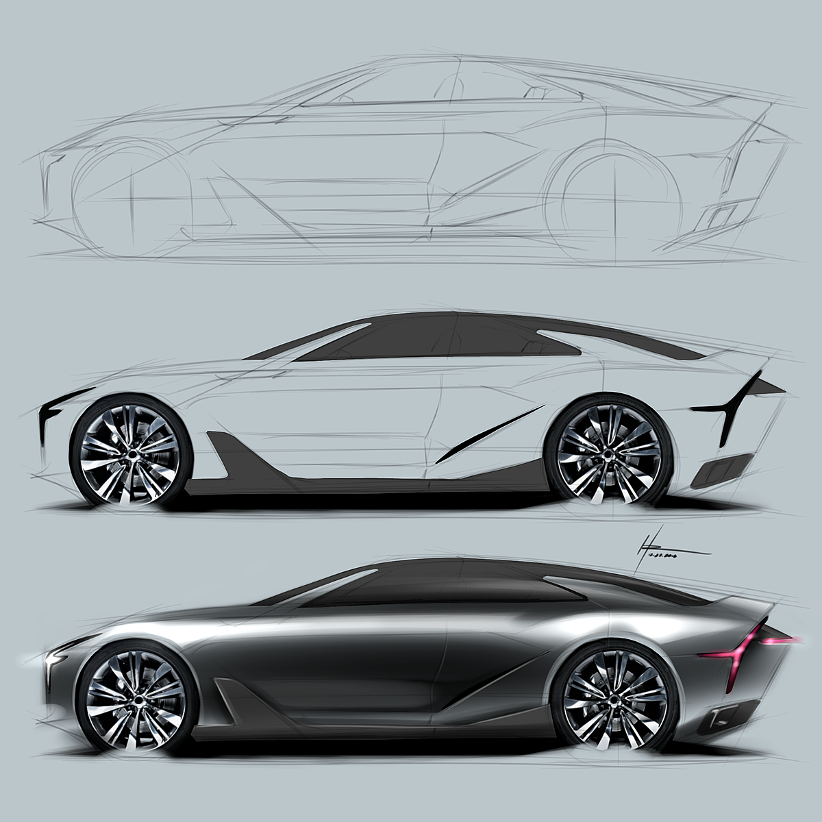 Hudson Rio，Hand drawn，Sketch，draft，favourite，selected，photoshop，ps，Automobile design，Render，