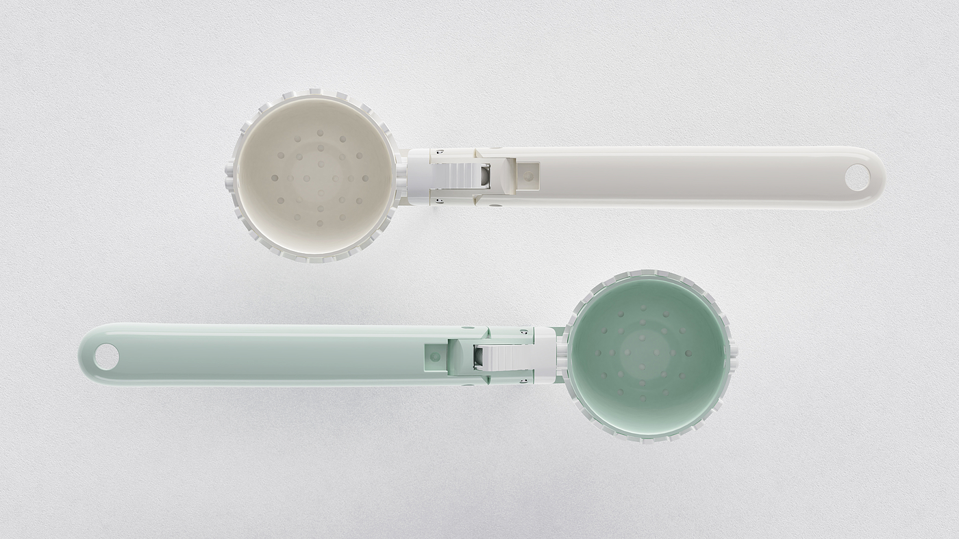 Noodle soup separating spoon，kitchenware，Noodle soup separating spoon，product design，kitchenware，Spoon，product design，Spoon，Leaky spoon，Leaky spoon，noodles boiled and strained，noodles boiled and strained，