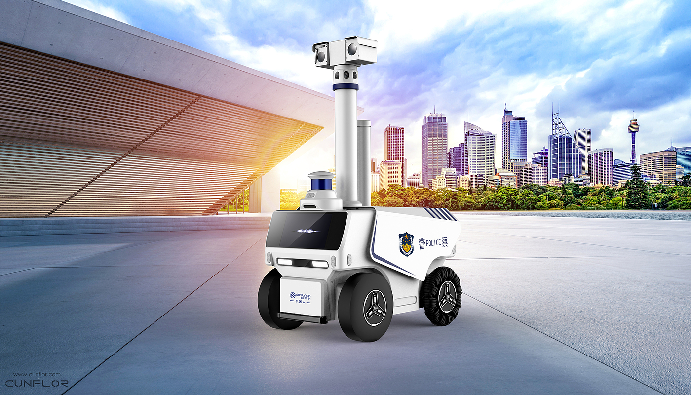 Outdoor inspection robot，Patrol robot，High-tech，5g robot，industrial design，Appearance design，