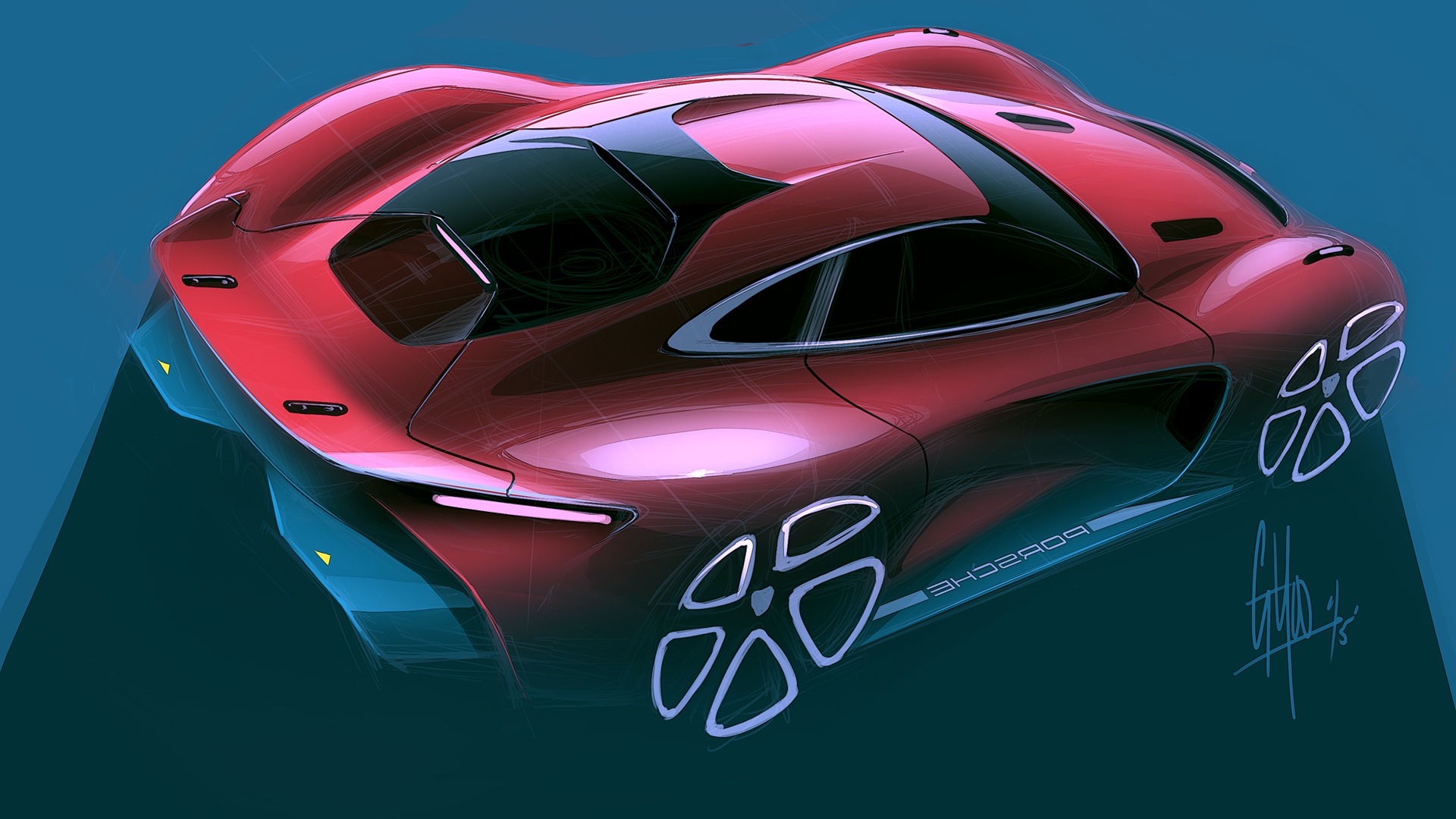 Automobile design，Ubee ，Render，Hand drawn，conceptual design，