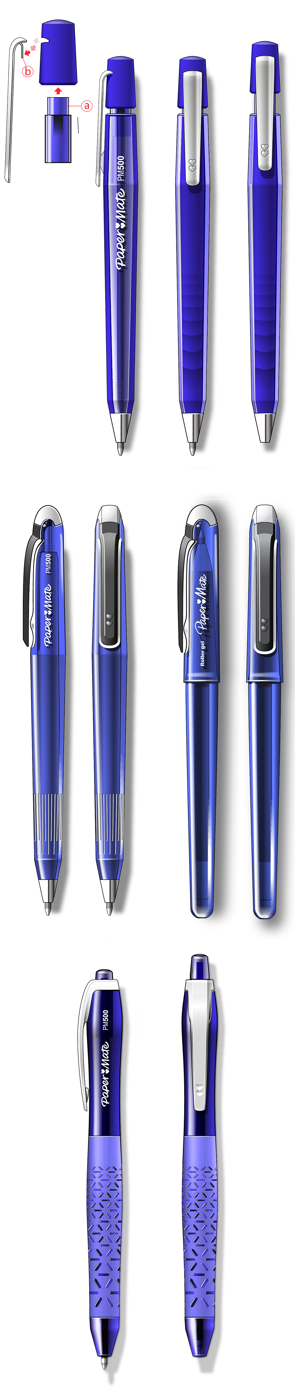 Roller ball pen，blue，black，PAPER-MATE，Erasable，