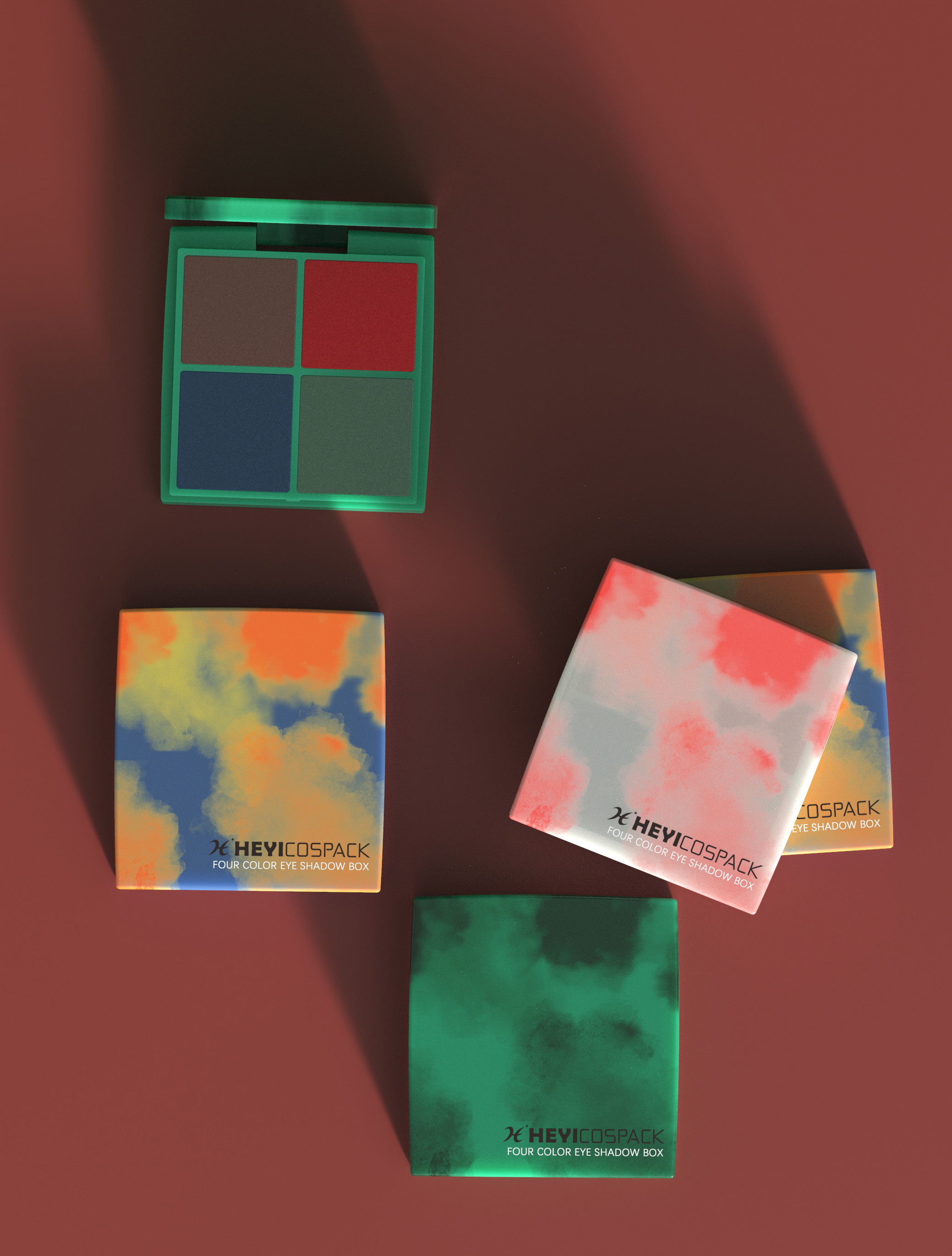 Four color eye shadow box，Halo dyeing，