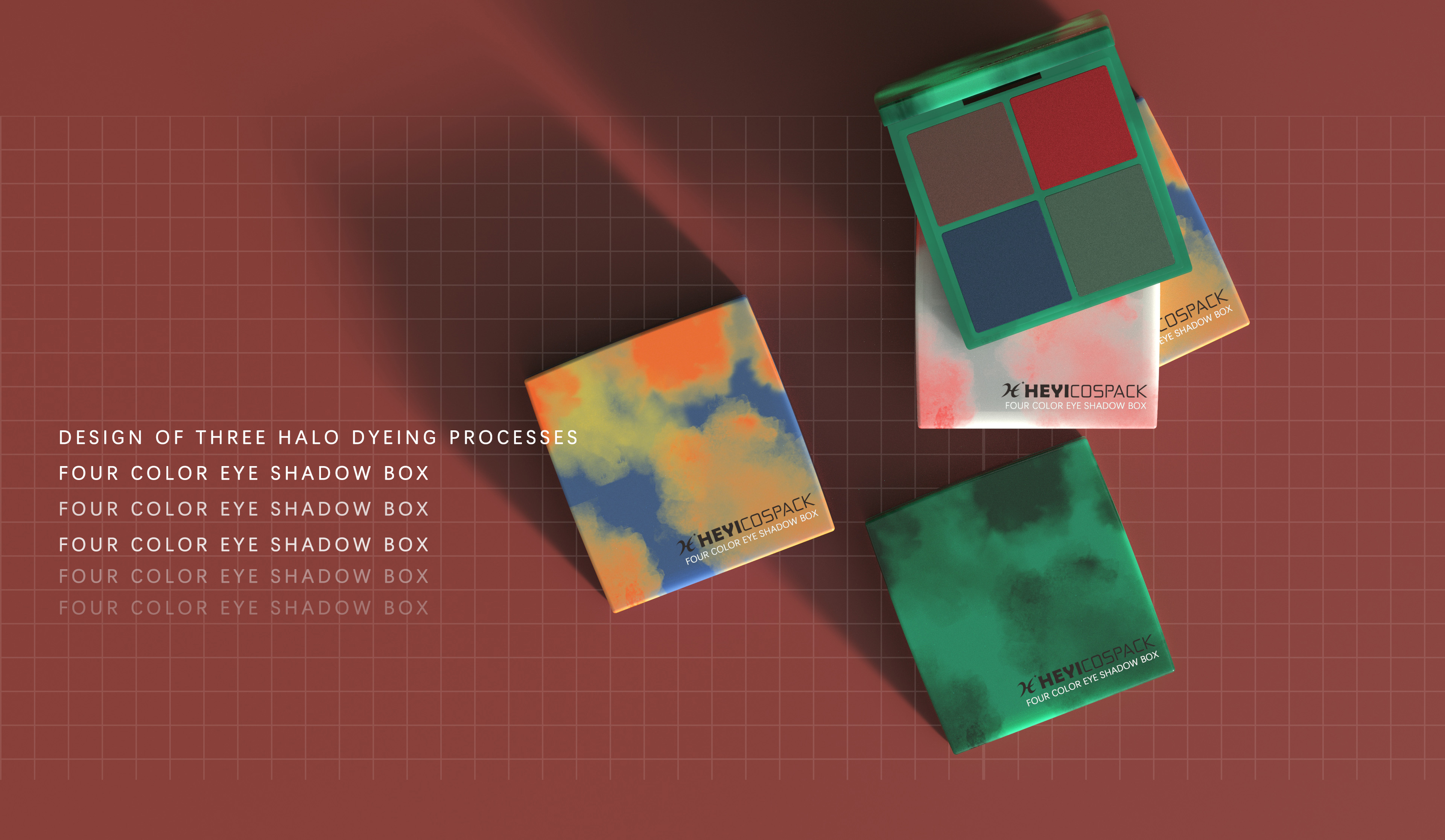 Four color eye shadow box，Halo dyeing，
