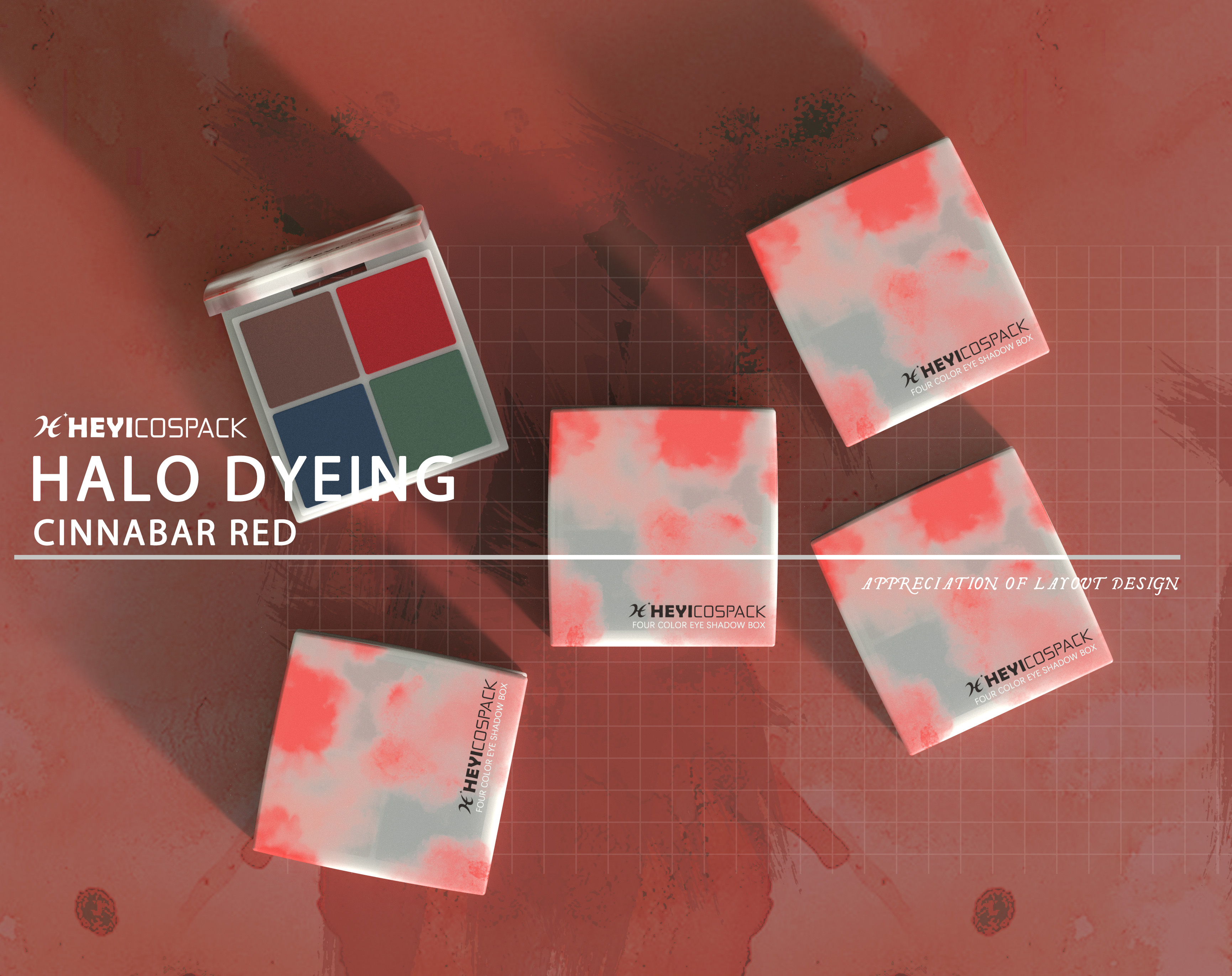 Four color eye shadow box，Halo dyeing，