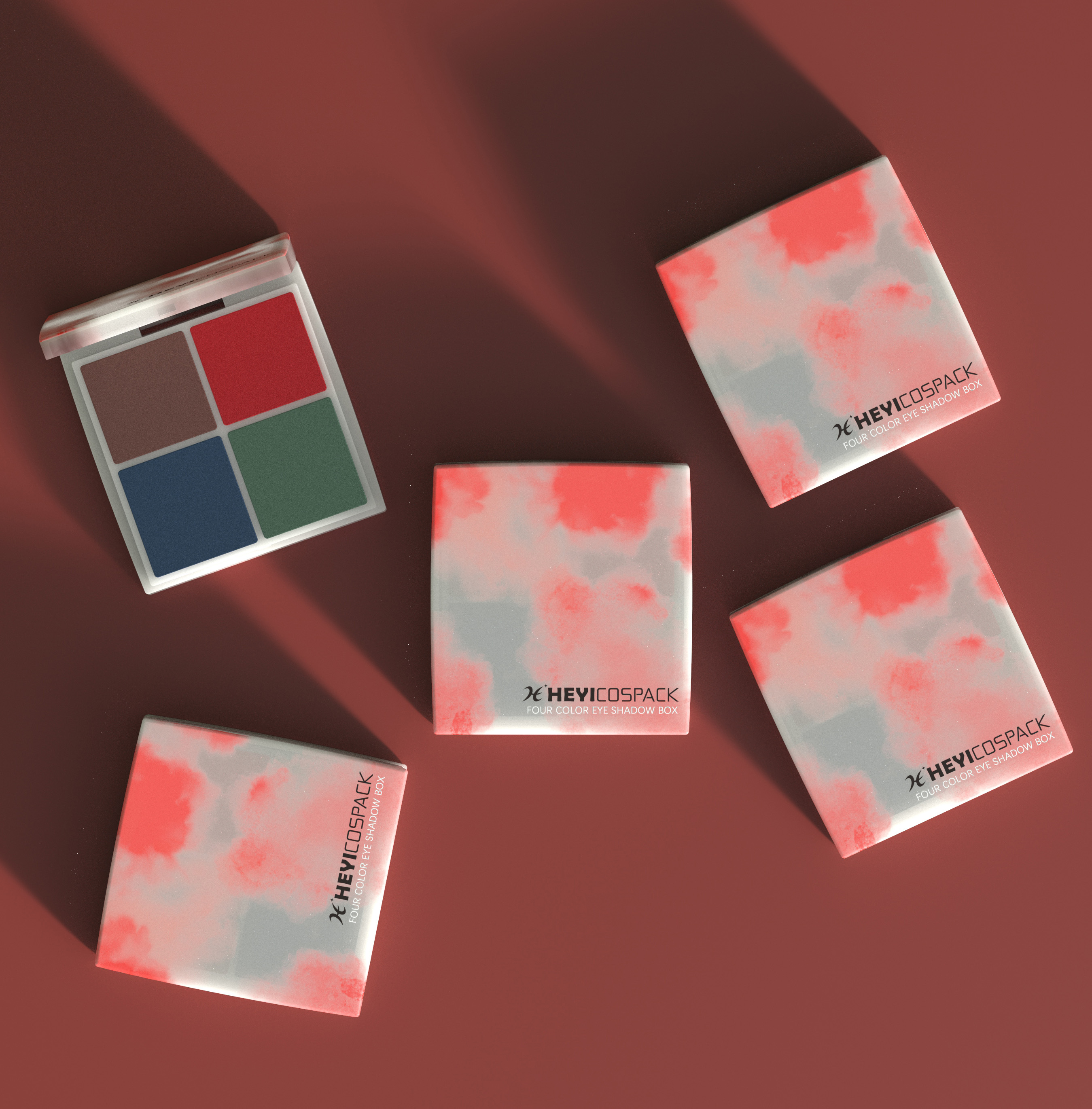 Four color eye shadow box，Halo dyeing，