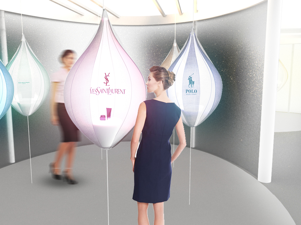 L'Oreal TFWA 2015，L'Oreal，luxury goods，Skin care，Chrysalis 360 ° product display，Display stand，Exhibit stand，counter，