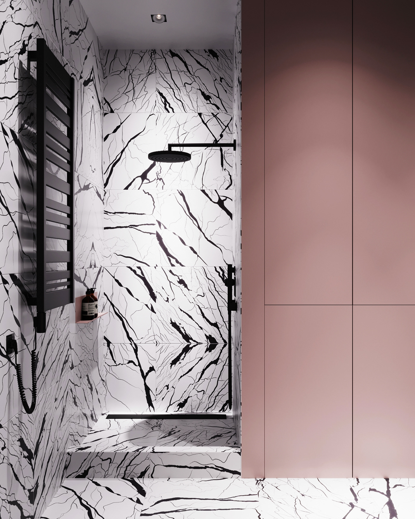 Shower Room，Interior design，Pink，