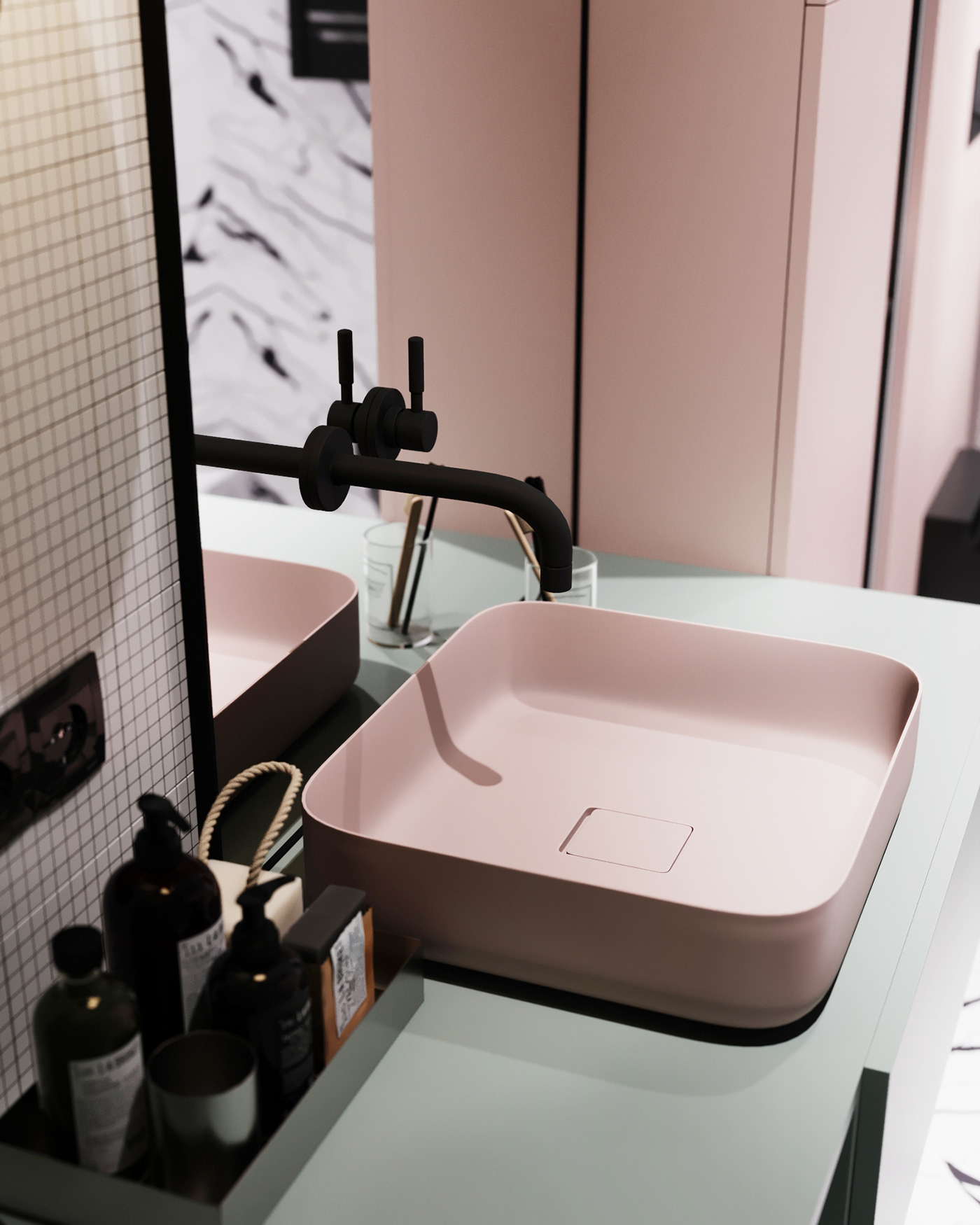 Shower Room，Interior design，Pink，