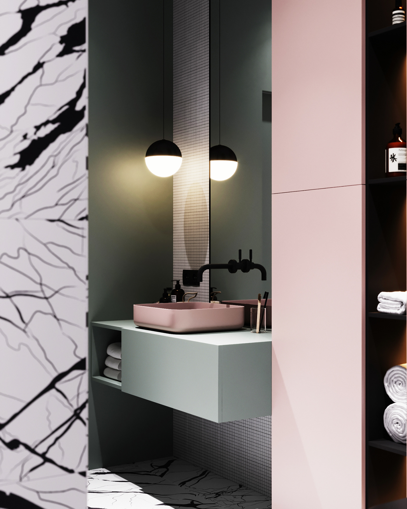 Shower Room，Interior design，Pink，