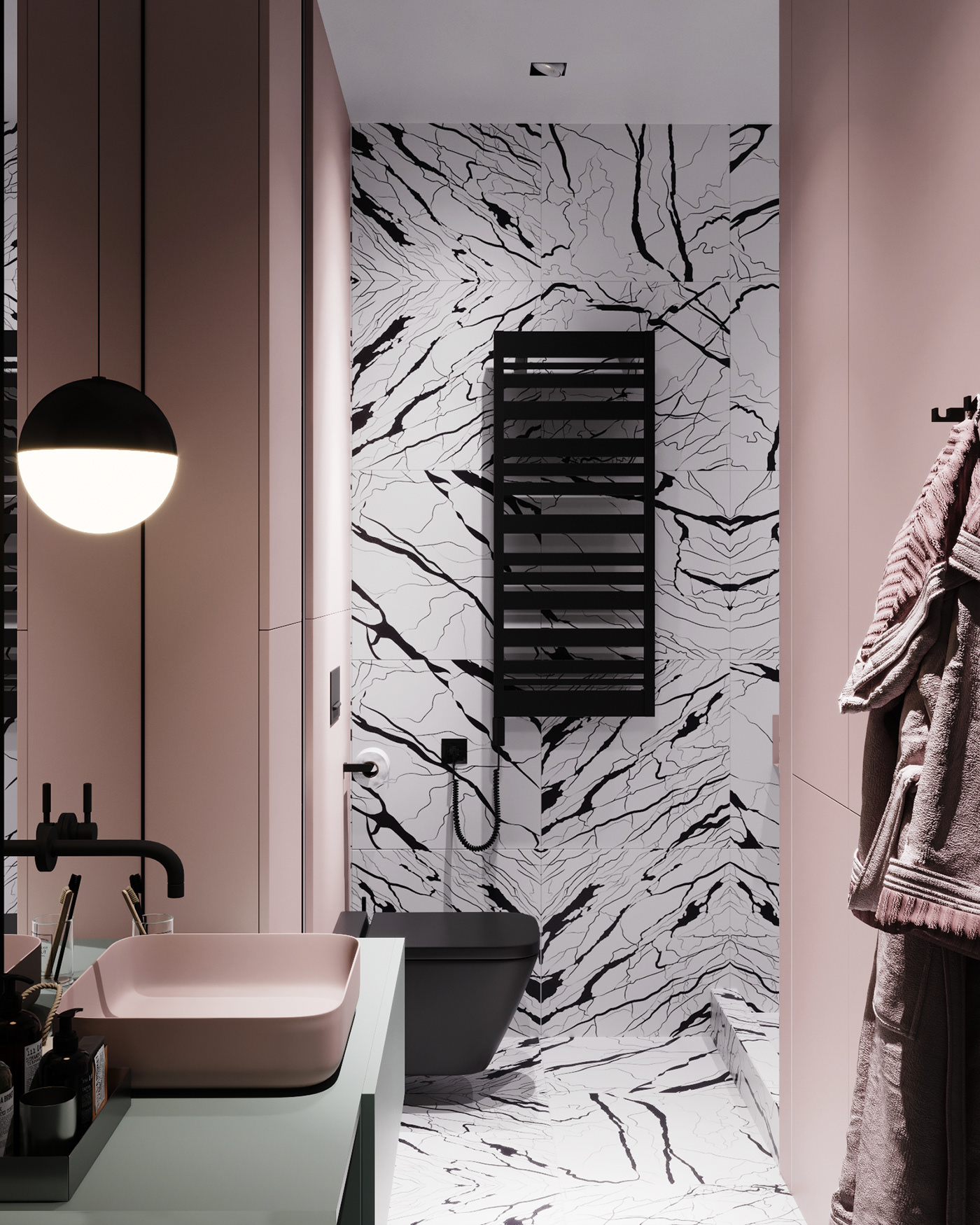 Shower Room，Interior design，Pink，