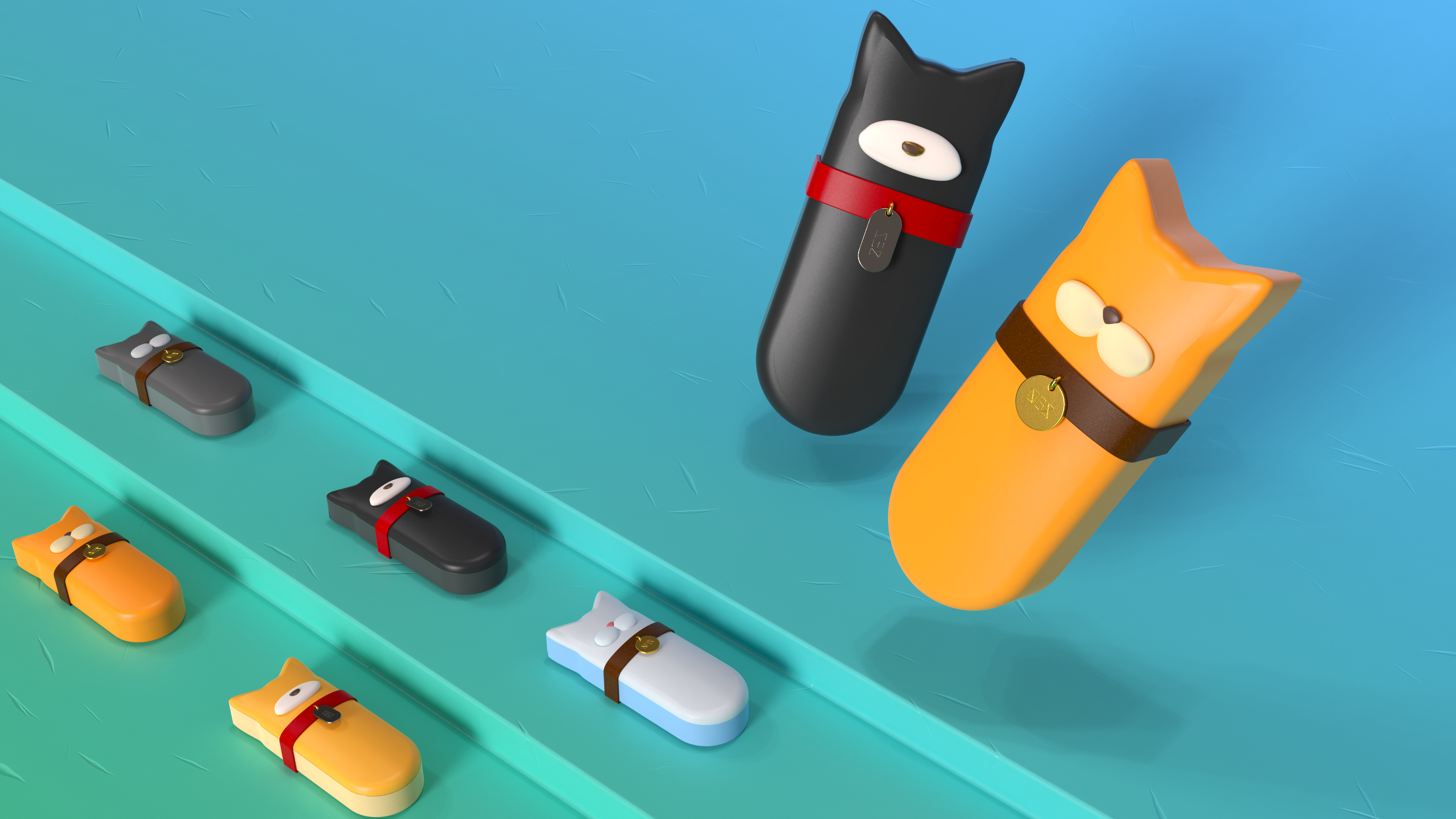 pencil-box，cat，dog，rabbit，student，Cultural creation，bionics，