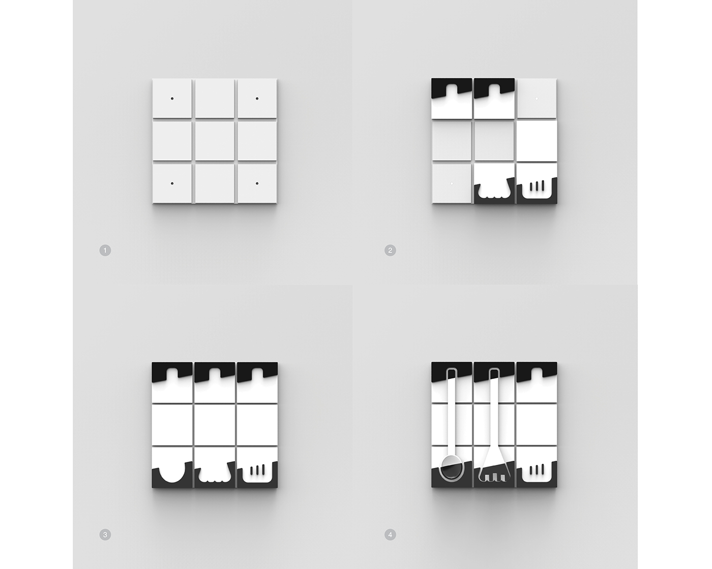 Kitchen supplies，black and white，tableware，Spoon，chopsticks，