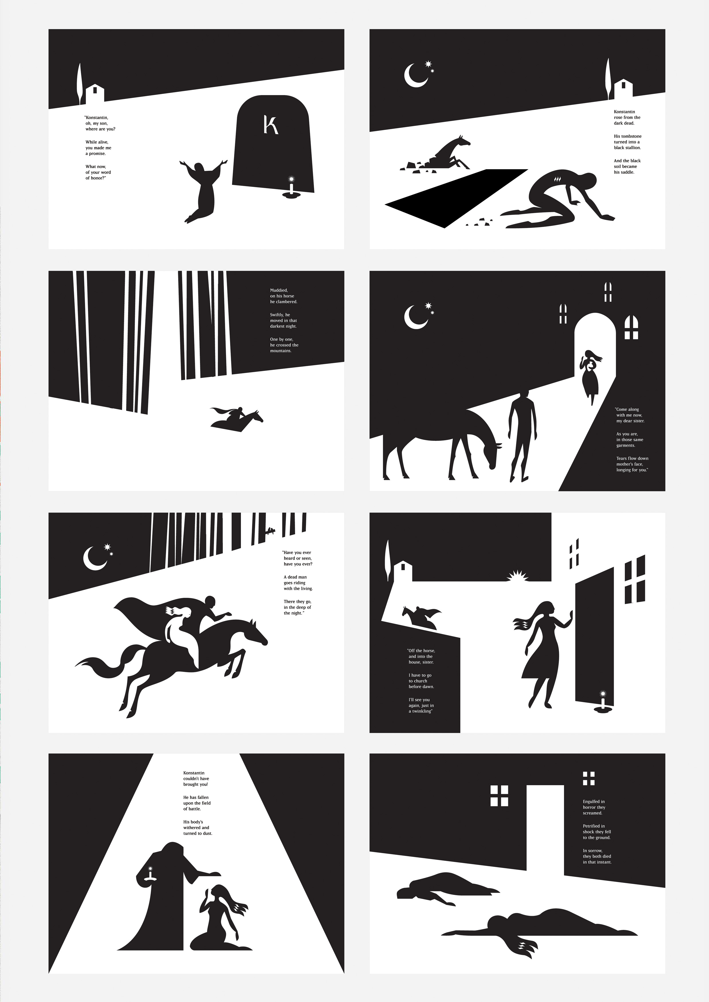 Illustration design，black and white，folk song，2021 red dot design concept award，