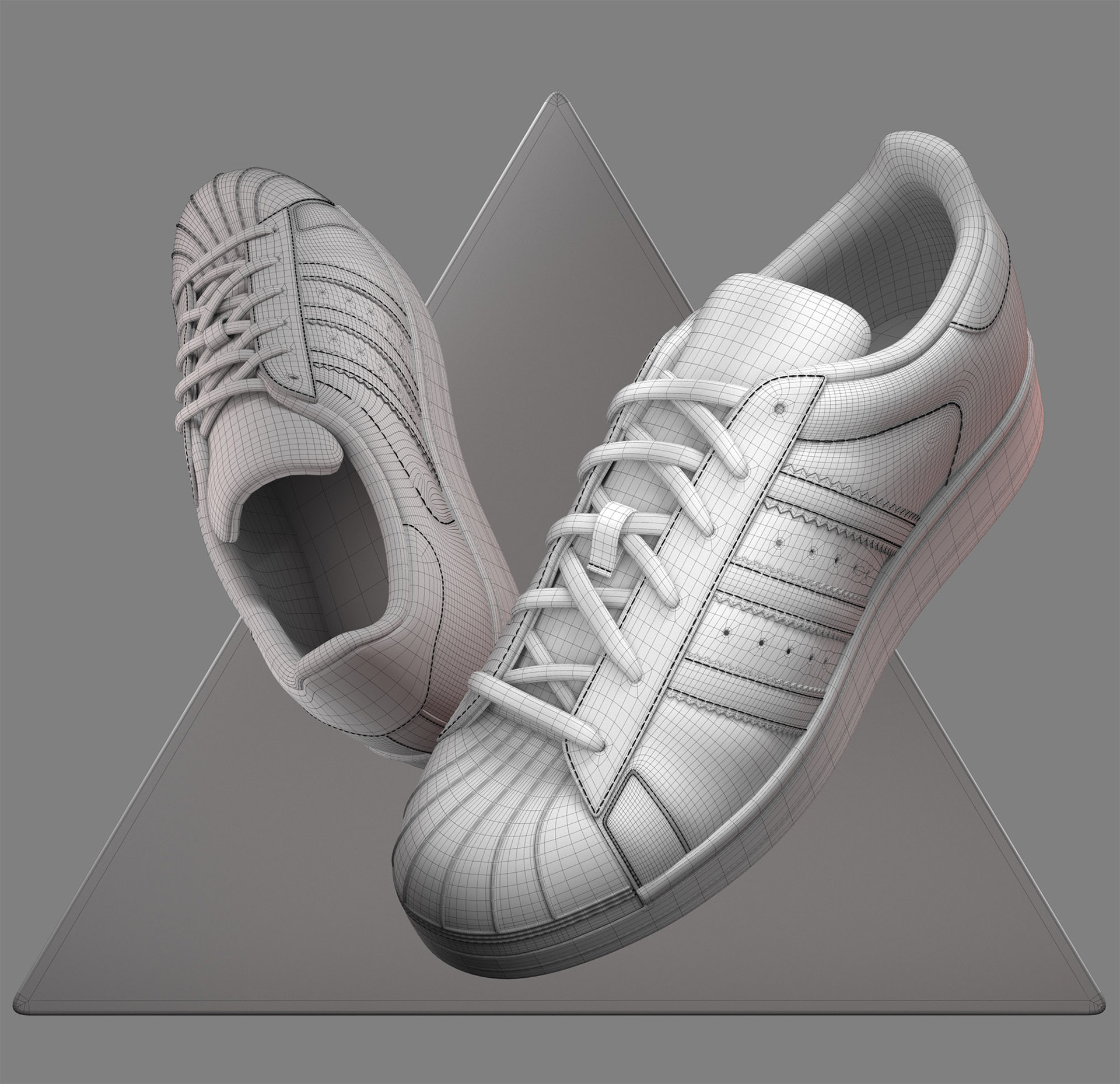 Adidas Superst，3D modeling and rendering，shoes，sneakers，cgi，Adidas，