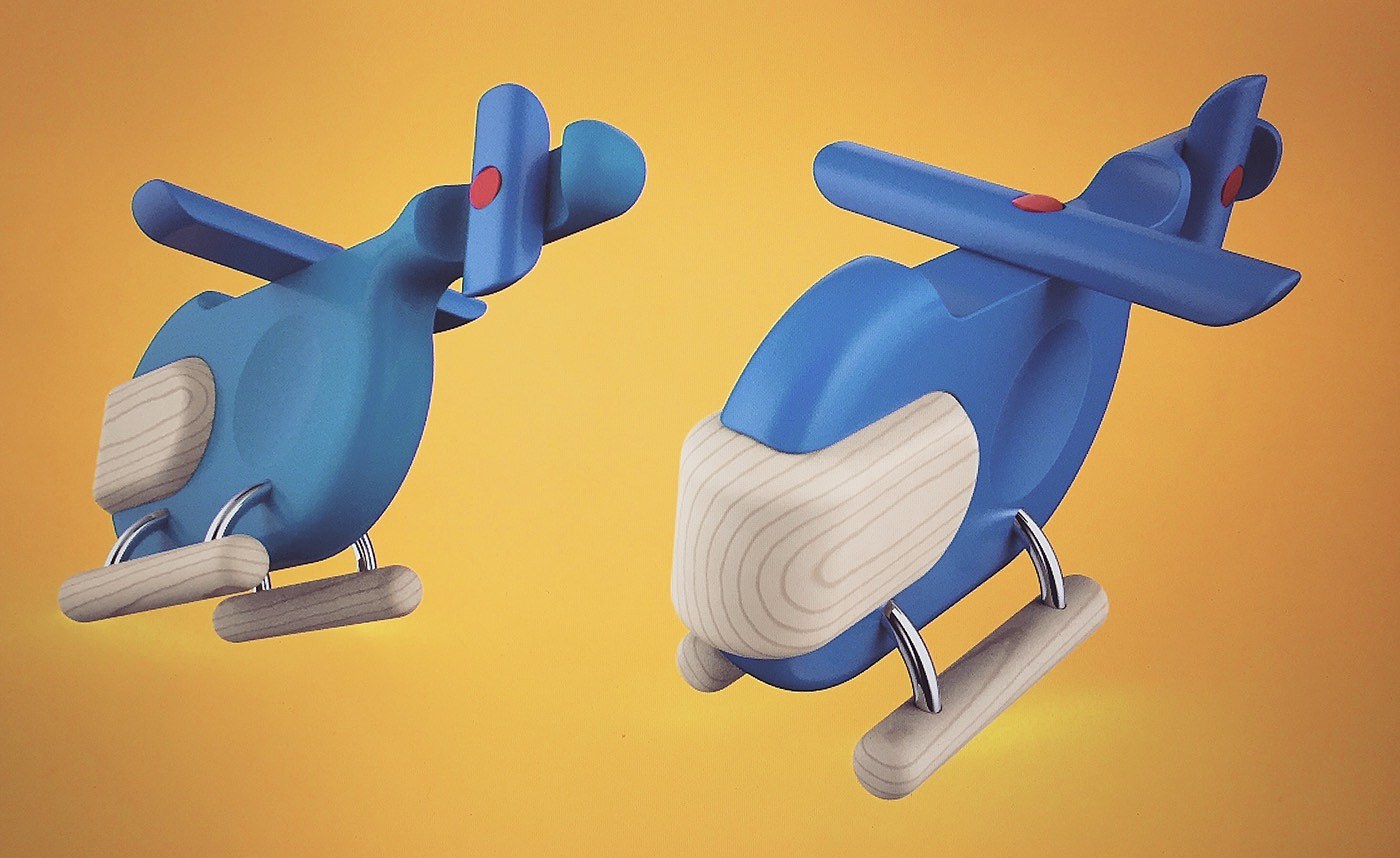 Toys，helicopter，Hand drawn，3D modeling，