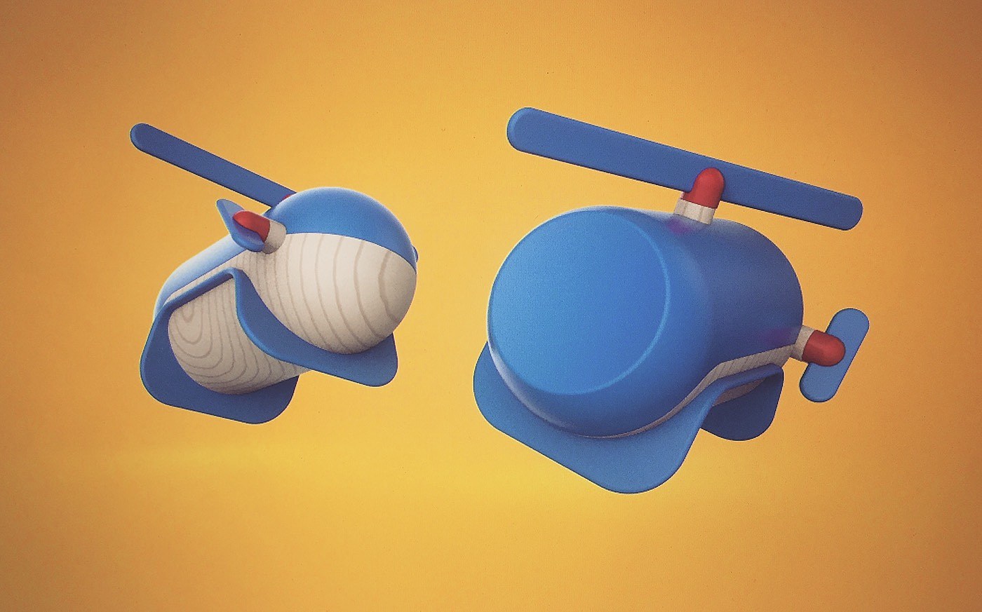 Toys，helicopter，Hand drawn，3D modeling，