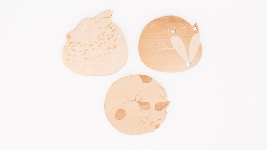 Coaster，glass，adorable，animal，wood，