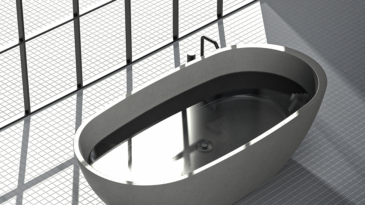 Barnaby Ward，Concrete bathtub，Concrete design，Repeatable manufacturing，glass fibre，Fusion 360，Detail design，