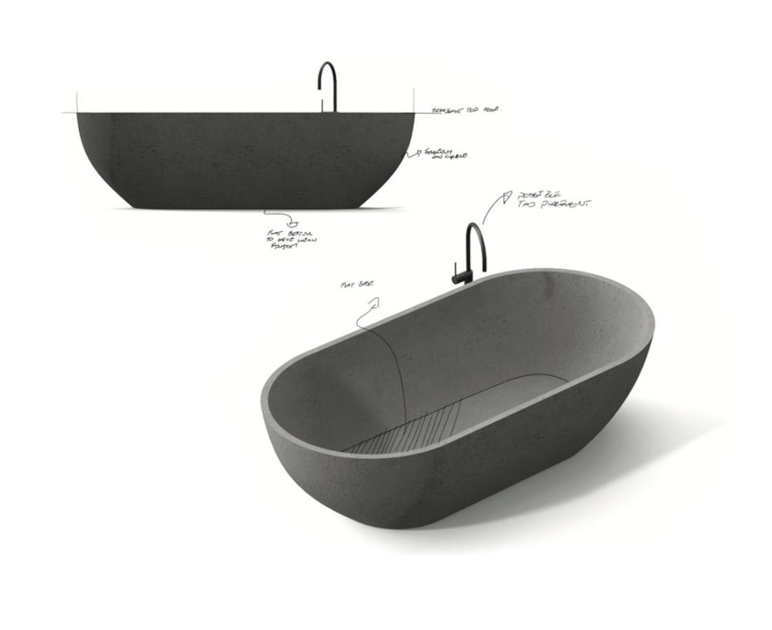 Barnaby Ward，Concrete bathtub，Concrete design，Repeatable manufacturing，glass fibre，Fusion 360，Detail design，