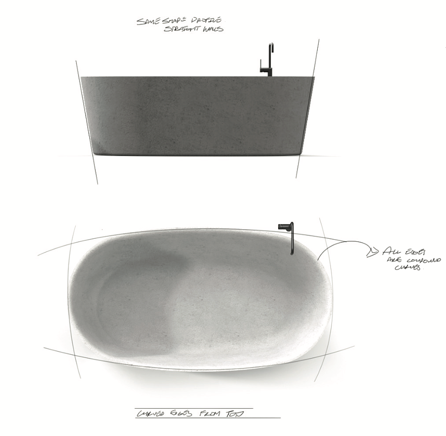 Barnaby Ward，Concrete bathtub，Concrete design，Repeatable manufacturing，glass fibre，Fusion 360，Detail design，