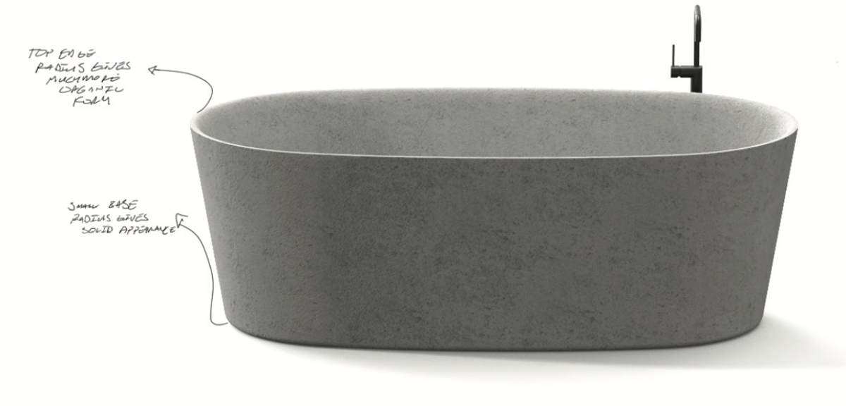Barnaby Ward，Concrete bathtub，Concrete design，Repeatable manufacturing，glass fibre，Fusion 360，Detail design，