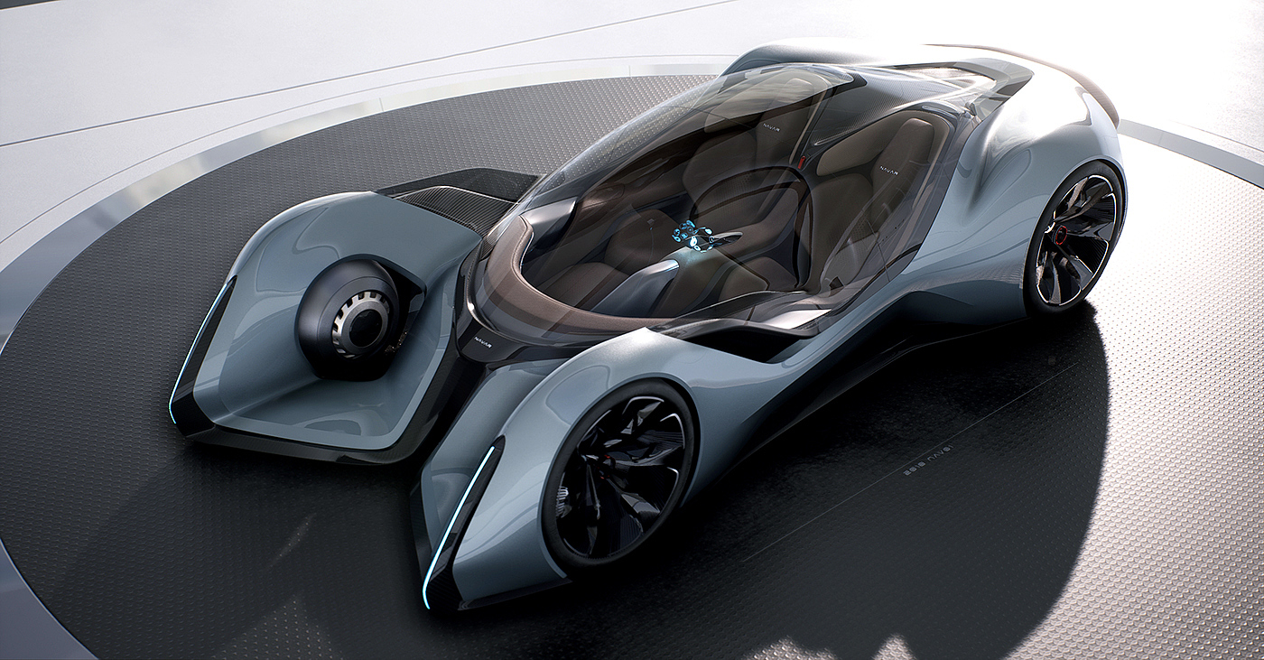 Sports car，concept，Blue grey，