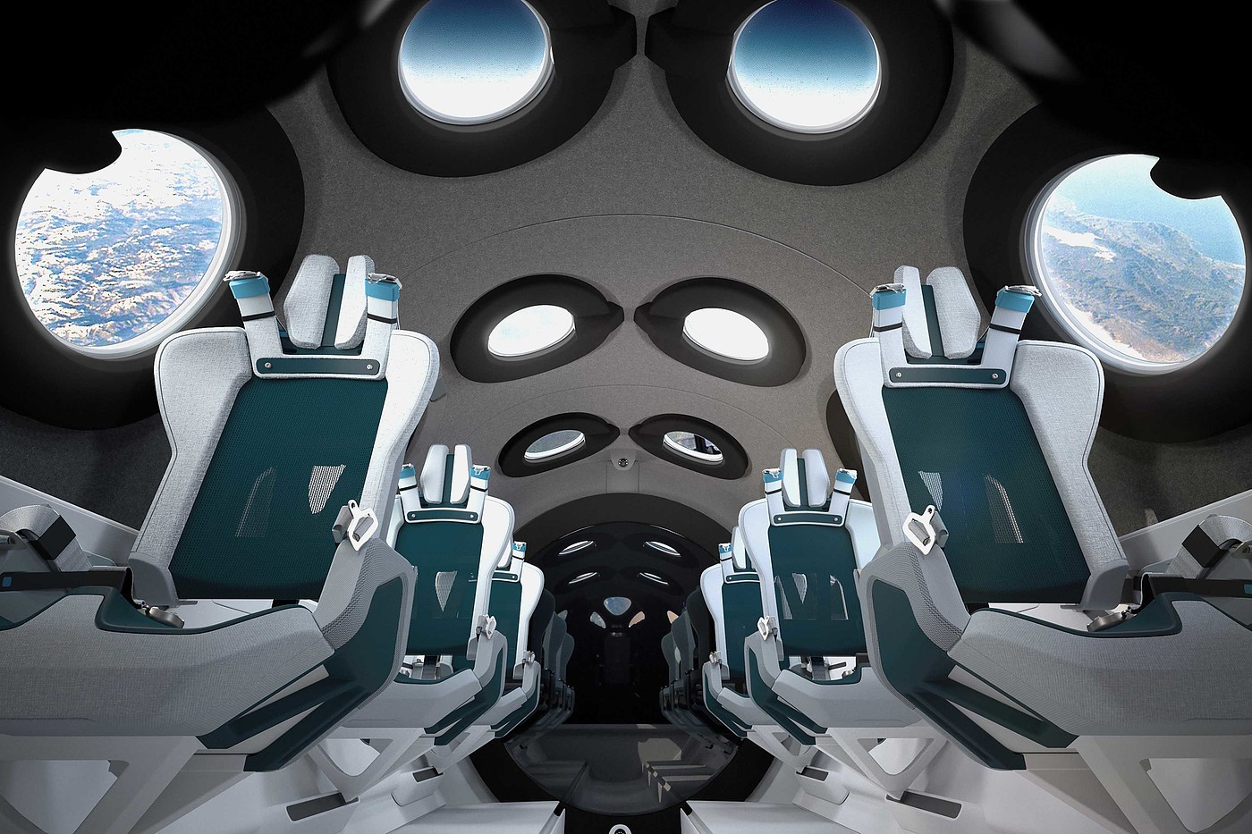 Spaceship Interior，Virgin Galactic spacecraft interior design，Inside the spacecraft，2021 red dot design concept award，
