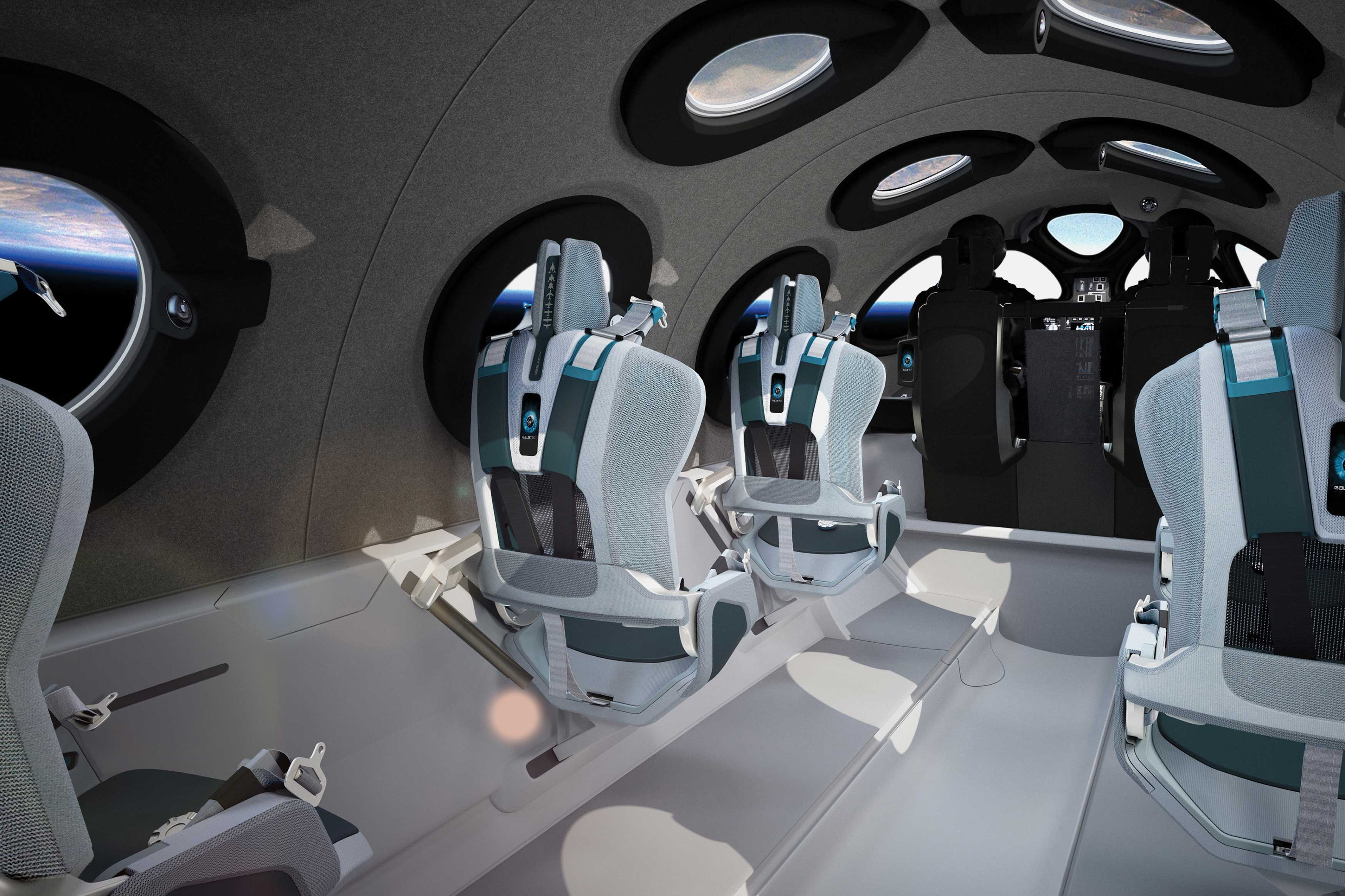 Spaceship Interior，Virgin Galactic spacecraft interior design，Inside the spacecraft，2021 red dot design concept award，