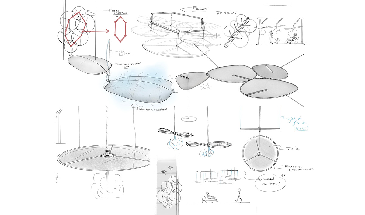 cloud，environmental design，Microclimate，Suspension device，Urban cooling，