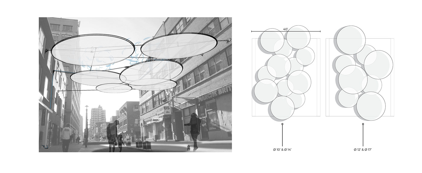 cloud，environmental design，Microclimate，Suspension device，Urban cooling，
