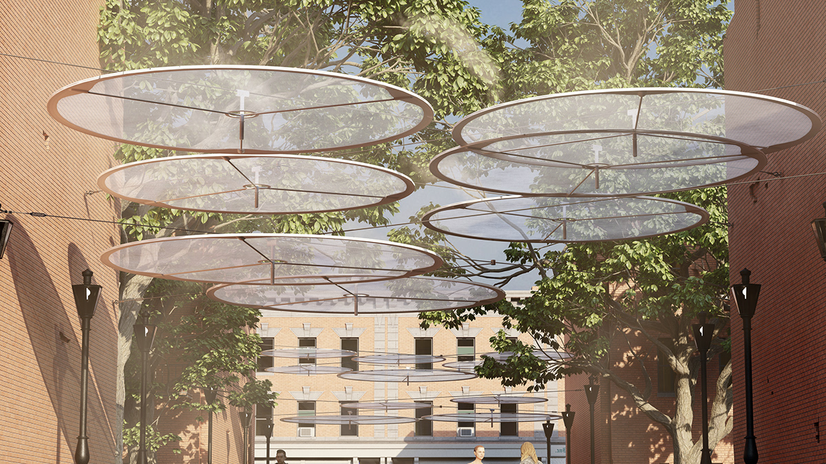 cloud，environmental design，Microclimate，Suspension device，Urban cooling，