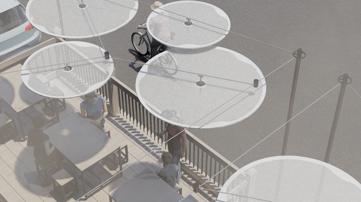 cloud，environmental design，Microclimate，Suspension device，Urban cooling，