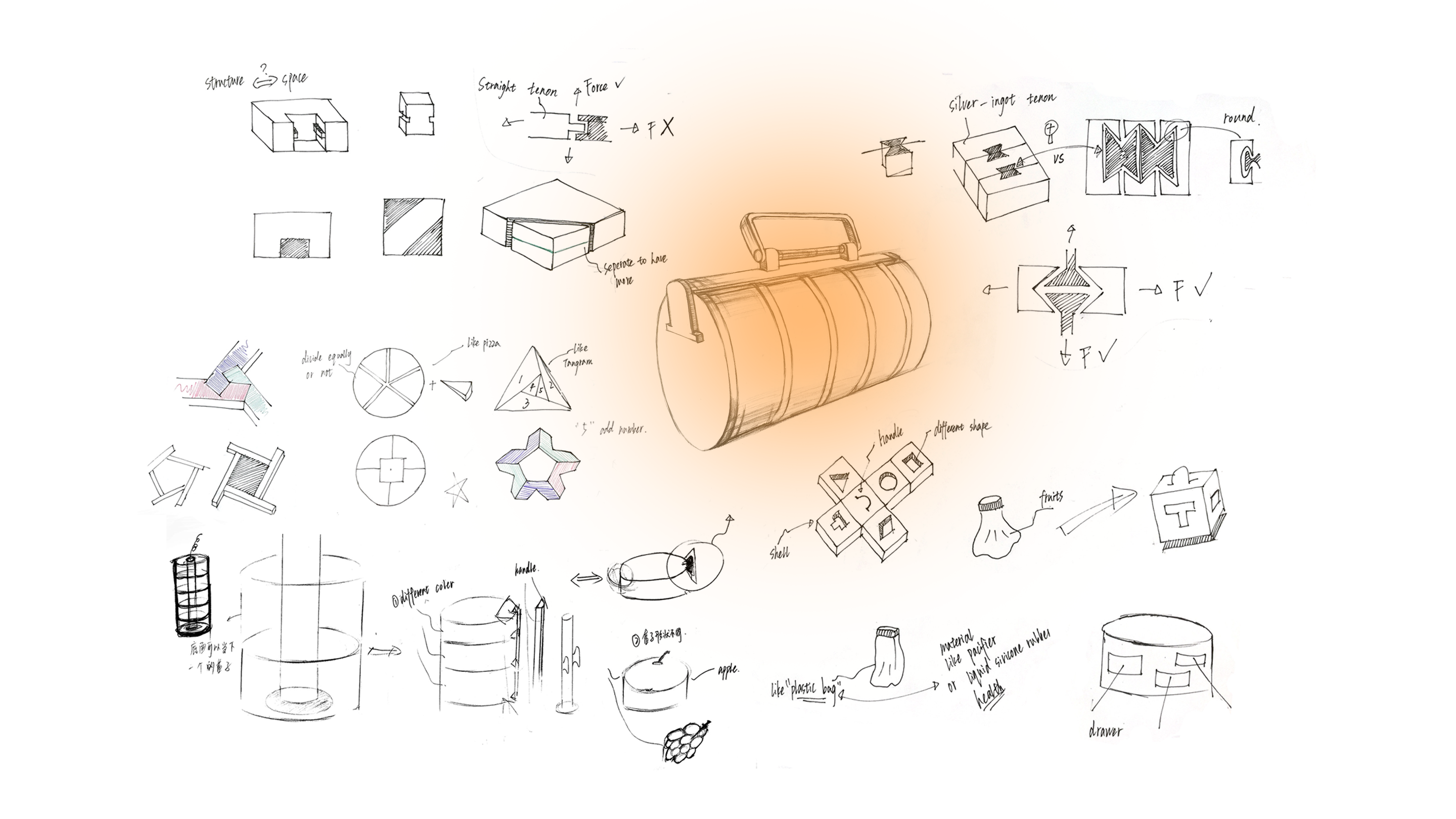 Lunch box，children，Mortise and tenon，