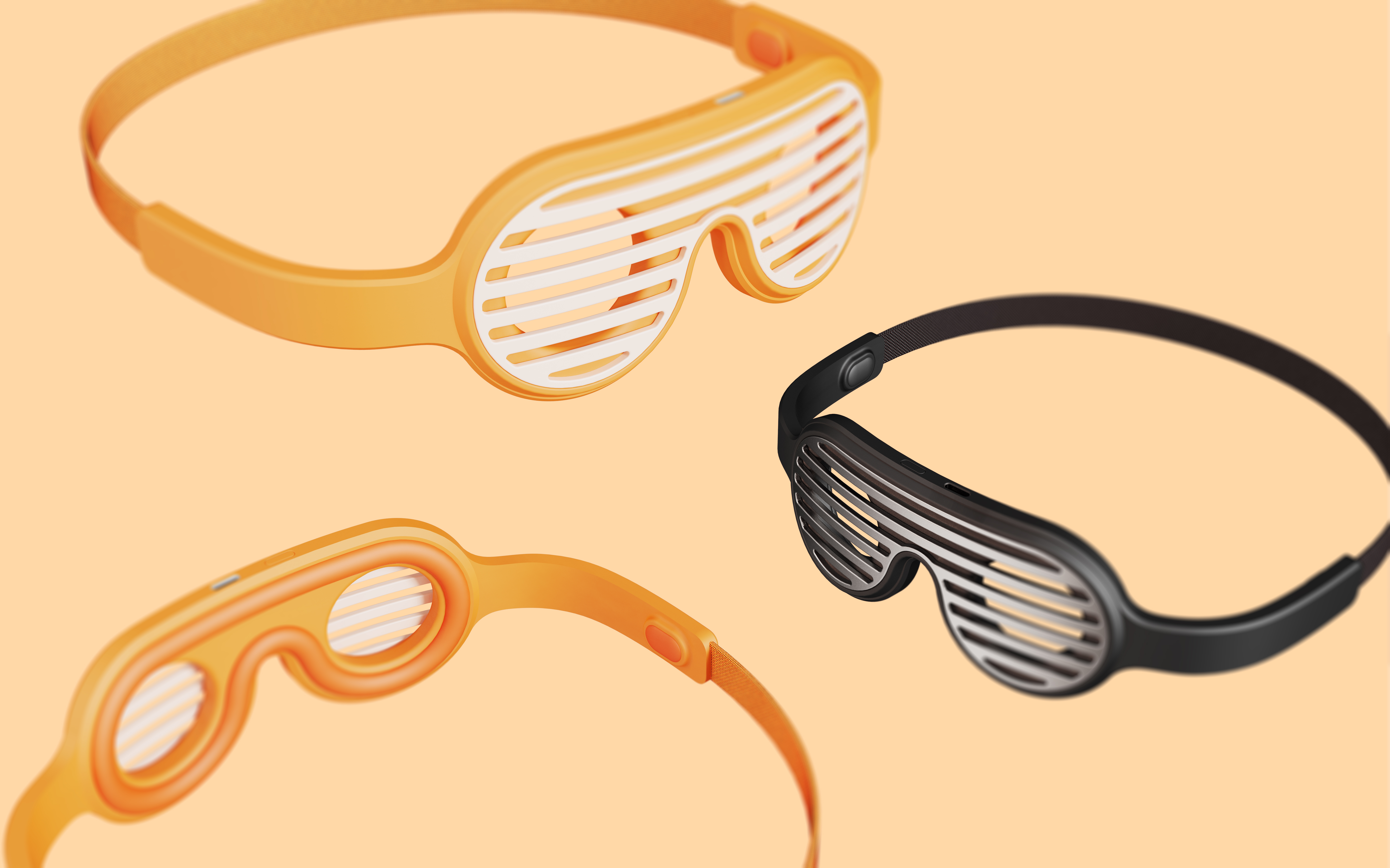 Eye hot compress，visualization，Massage the temples，Hip hop underground wind，Grid glasses，Shutter，Cyberpunk，