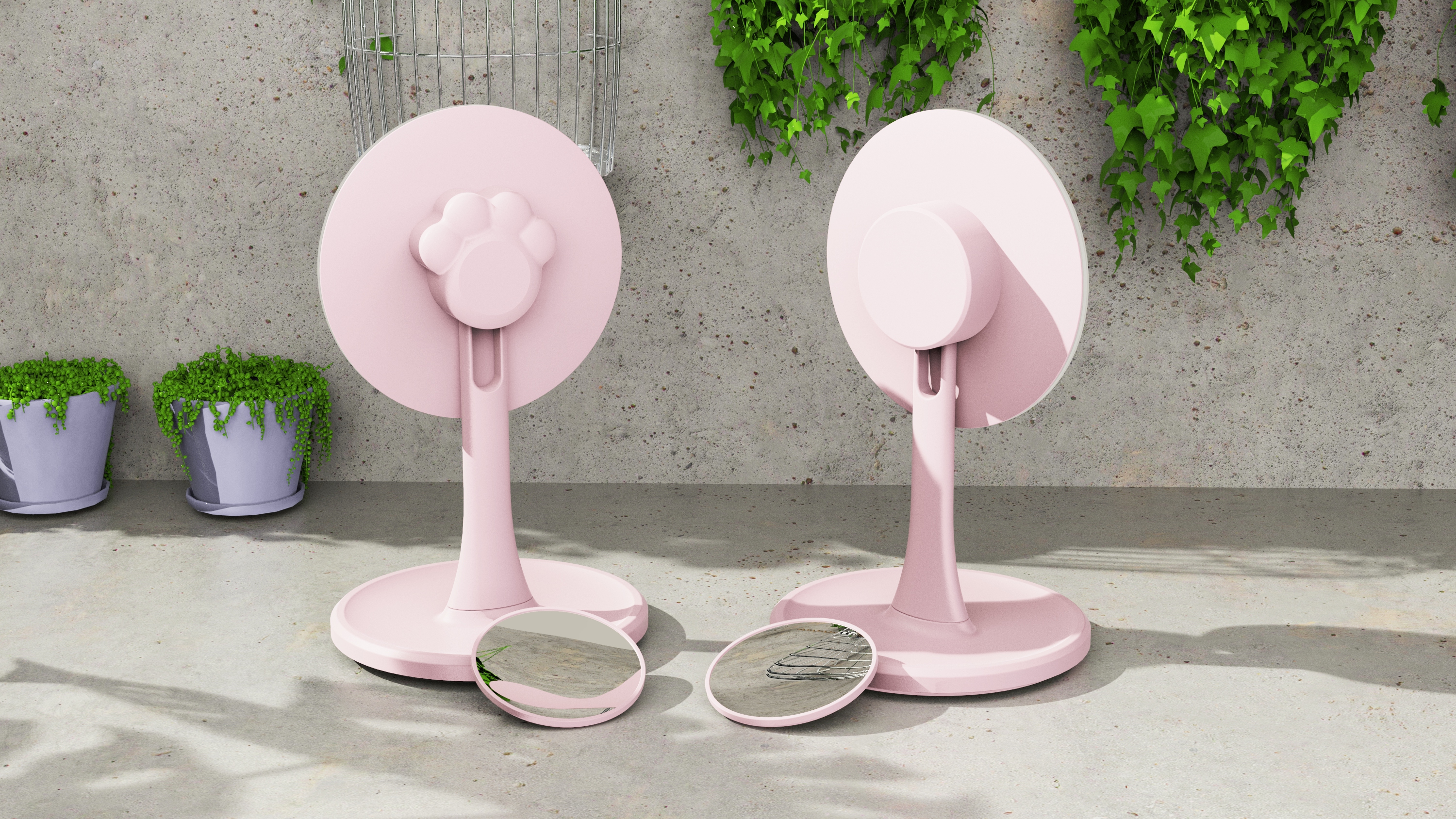 mirror，Cosmetic mirror，girl student，Pink，