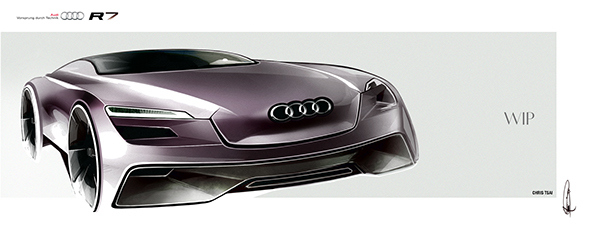 Hand drawn，Sports car，audi，fully automatic，concept，