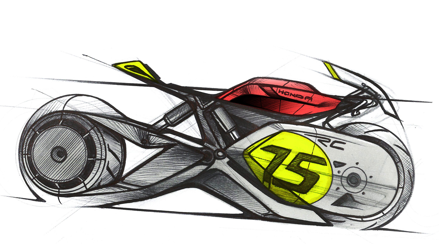 motorcycle，Hand drawn effect，Color rendering，industrial design，