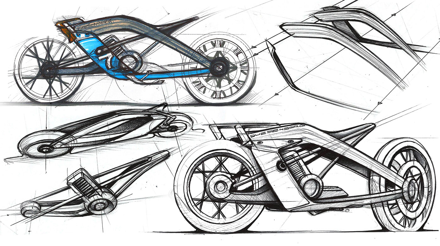 motorcycle，Hand drawn effect，Color rendering，industrial design，