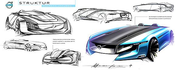 volvo，Electric，Sports car，concept，Hand drawn，