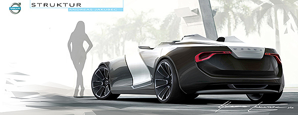 volvo，Electric，Sports car，concept，Hand drawn，