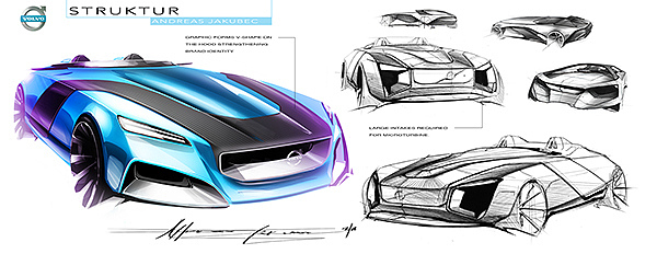 volvo，Electric，Sports car，concept，Hand drawn，