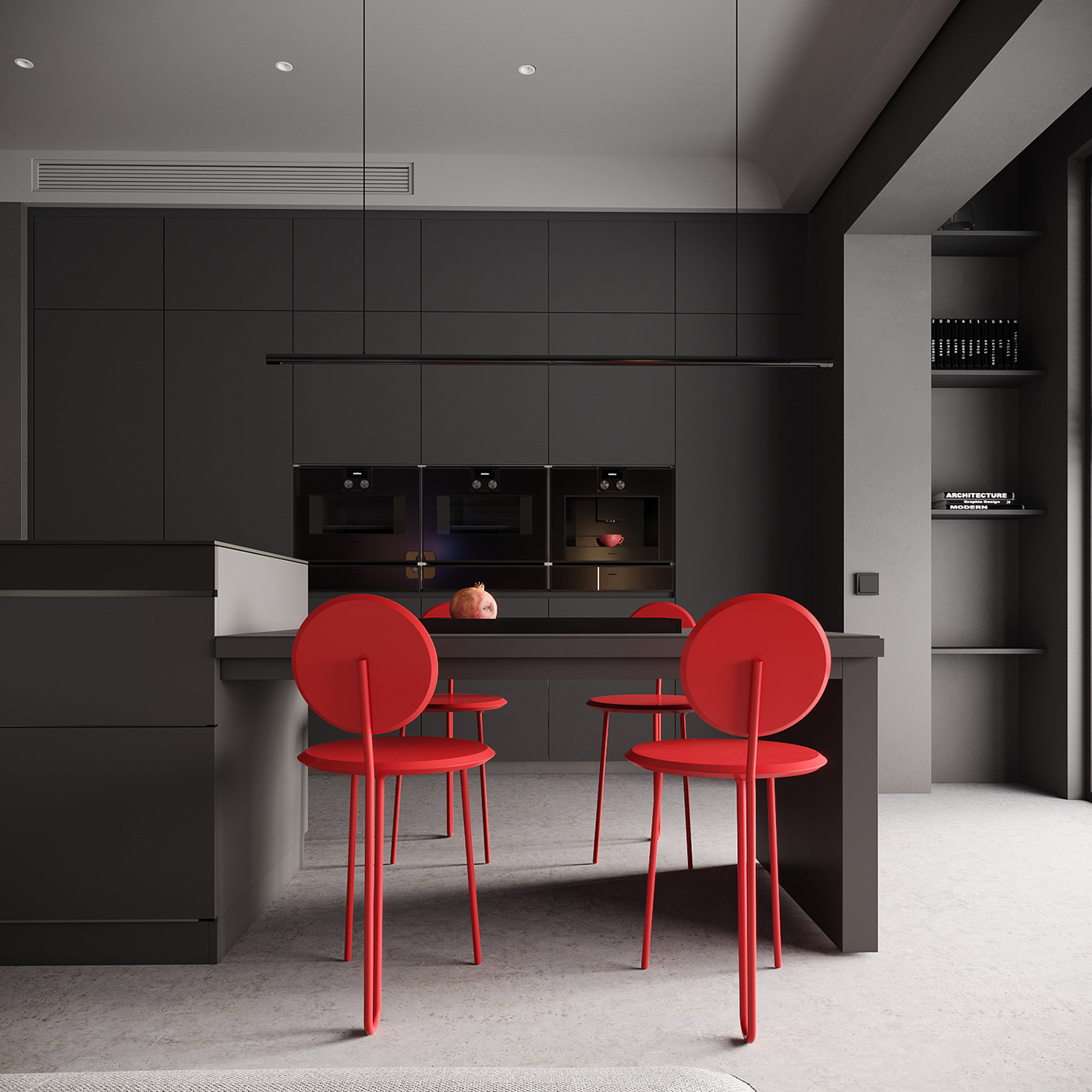 Interior design，young people，Modern simplicity，Grey + Red，