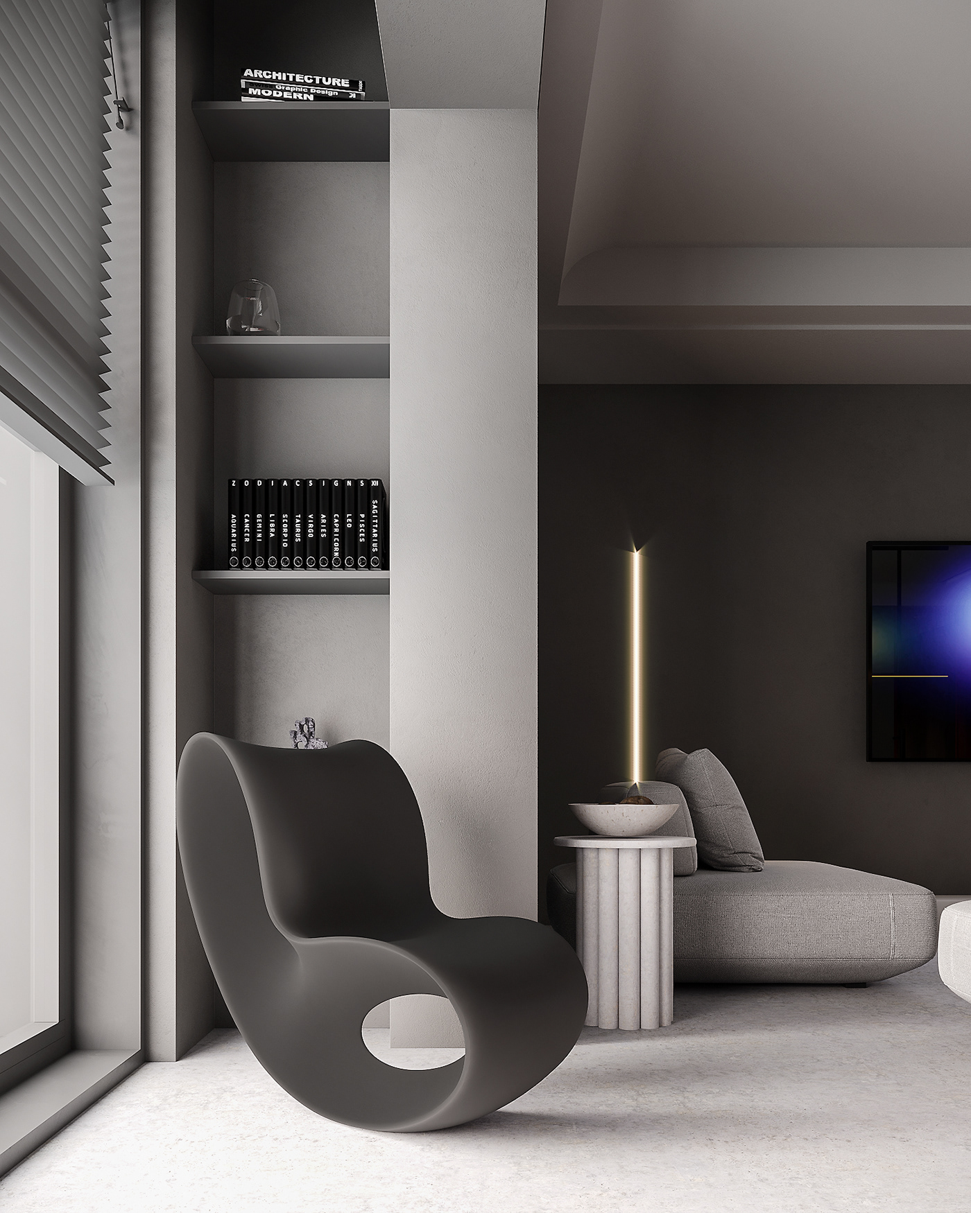 Interior design，young people，Modern simplicity，Grey + Red，