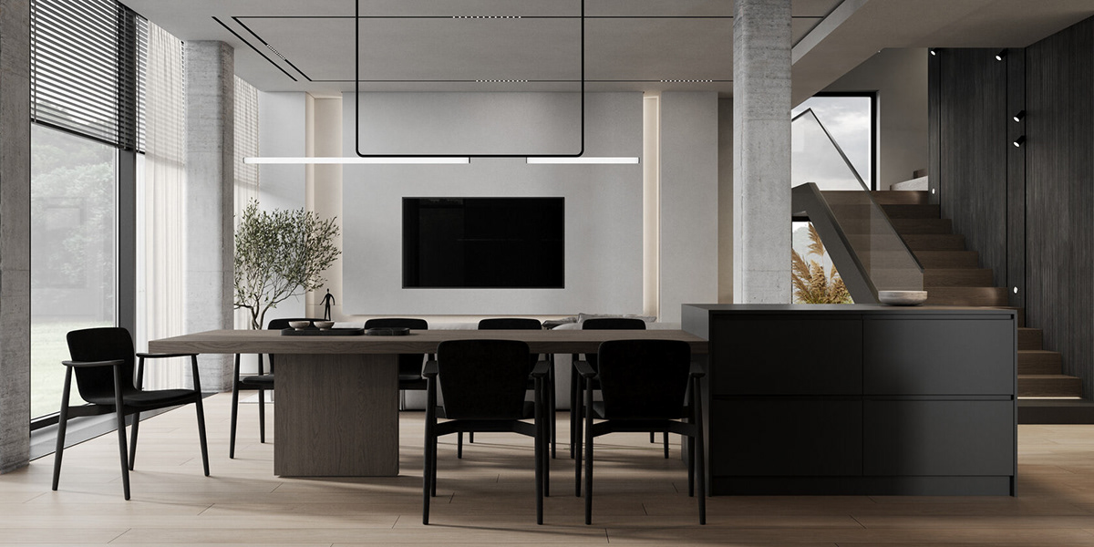 Interior design，Modern style，Line decoration，Environmental art design，