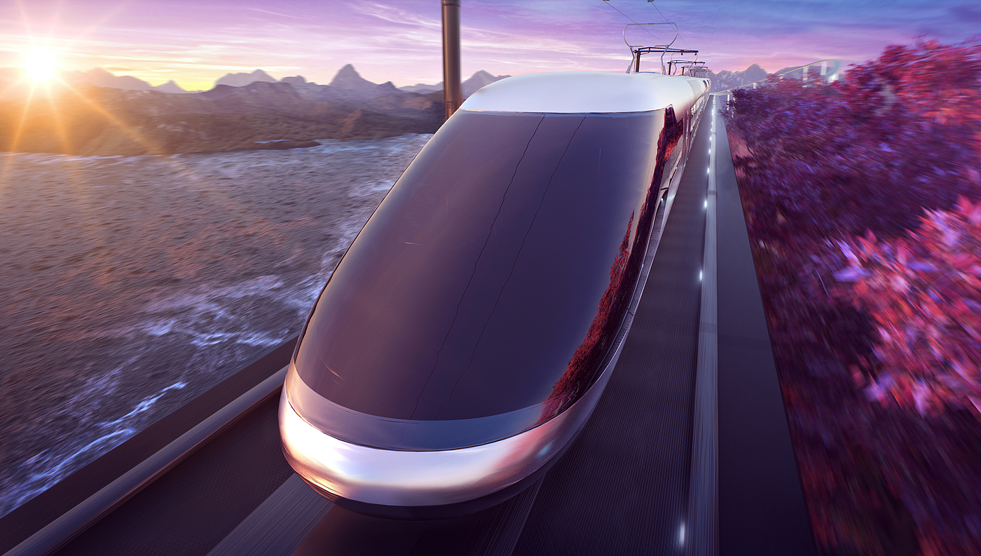 火车，动车，agc，AGC Glass，概念设计，未来，紫色，渲染，