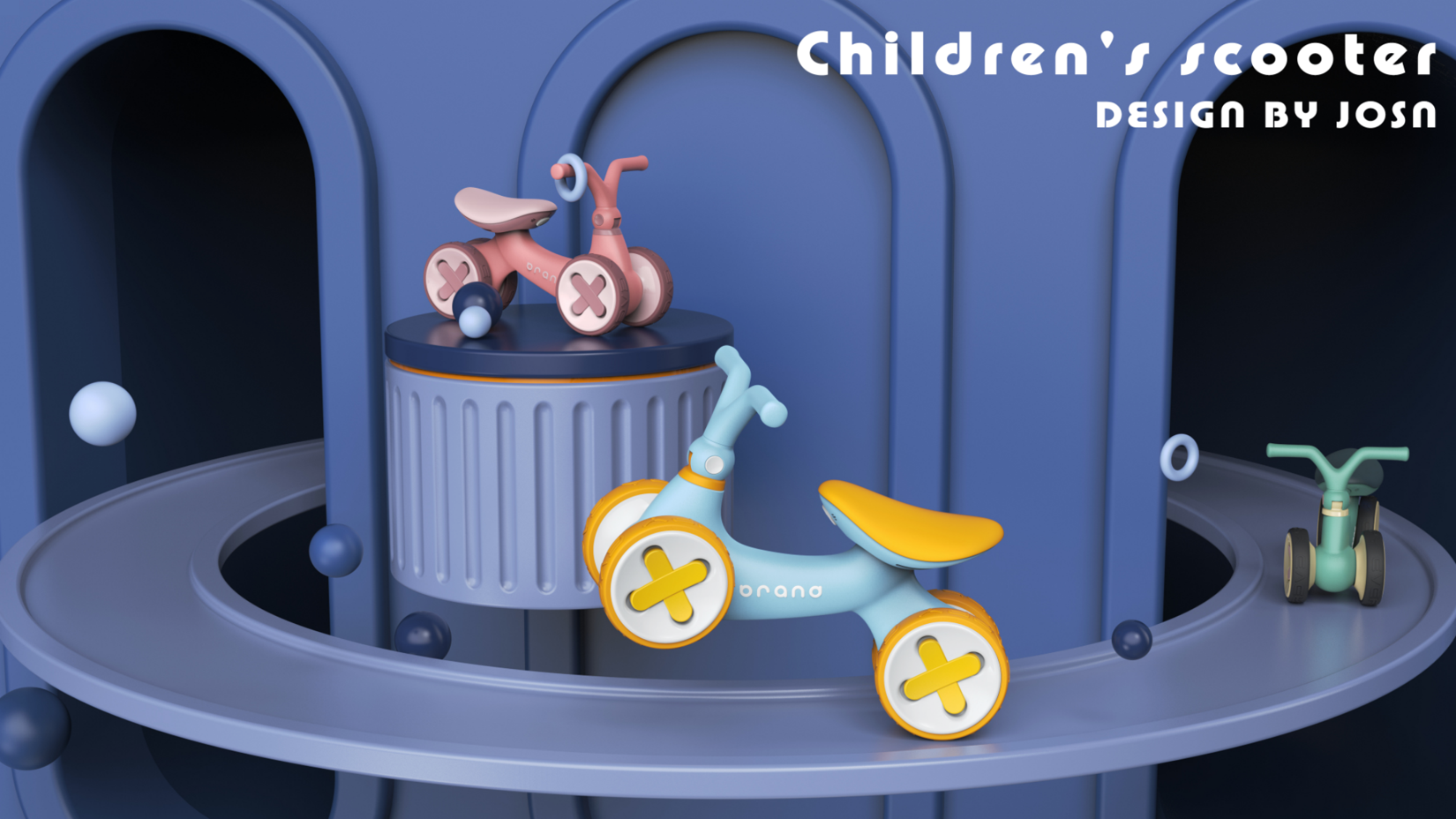 Infant child，Children's products，Taxi，Toys，swing car，Balance car，Render，Children's car，